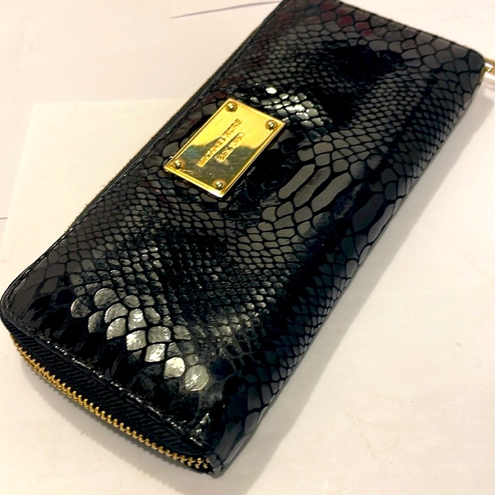 New Michael Kors Python Embossed Black Textured L… - image 5